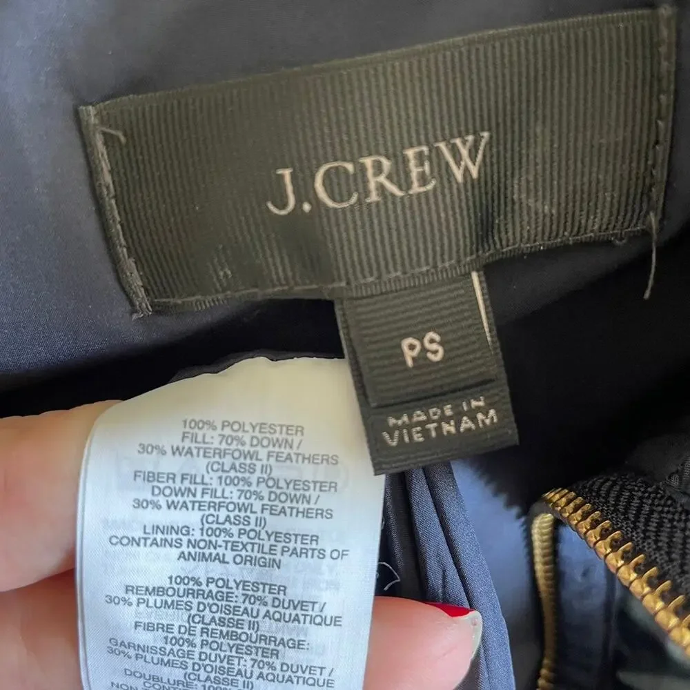 J. Crew Navy Green Tartan Excursion Quilted Down Vest